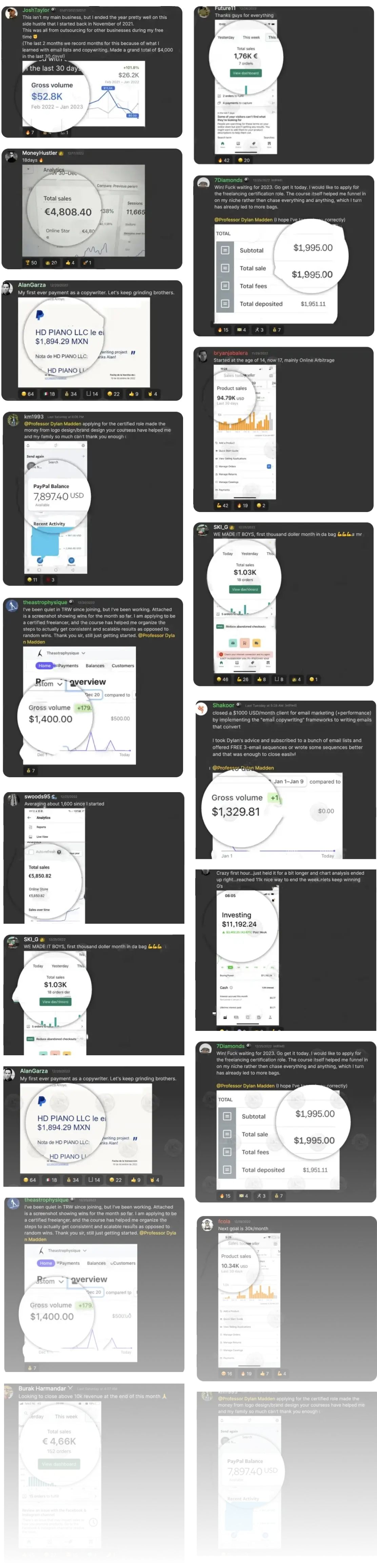 student' successes screenshots